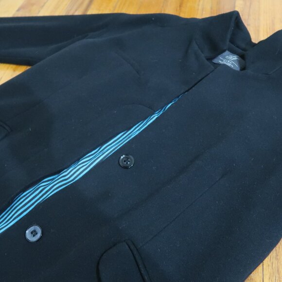 Zara Black Peacoat with Turquoise Blue Interior - Size Small - Picture 7 of 9